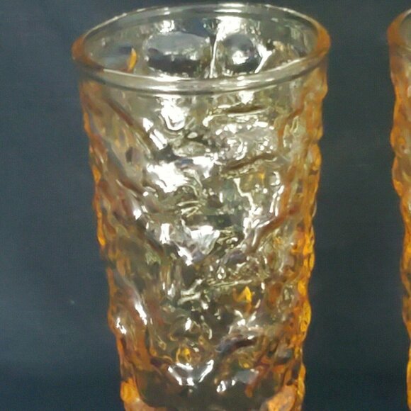 Anchor Hocking Lido Milano Juice Glasses Desert Honey Crinkle set of 2 vintage - Picture 2 of 7